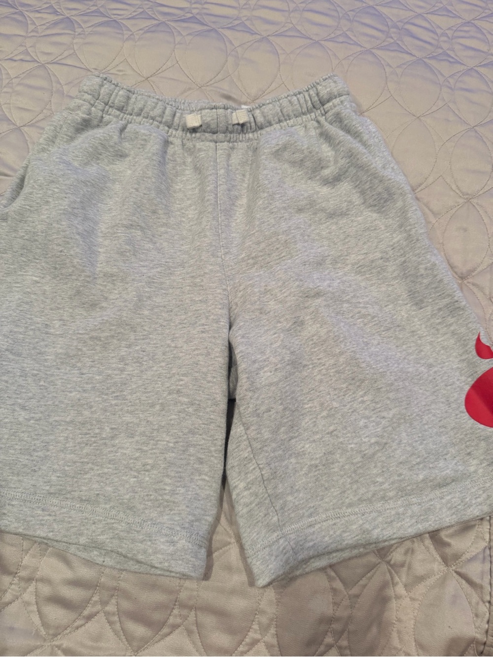 Nike Grey Shorts with Red Swoosh Accent